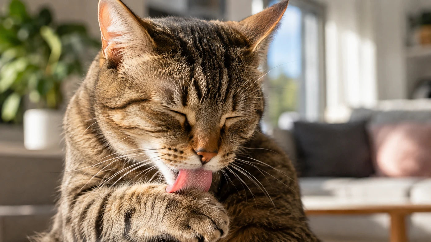 The grooming reflex: whatever is on a cat's fur ends up partly inside the cat. With cats, what you put on them counts twice.