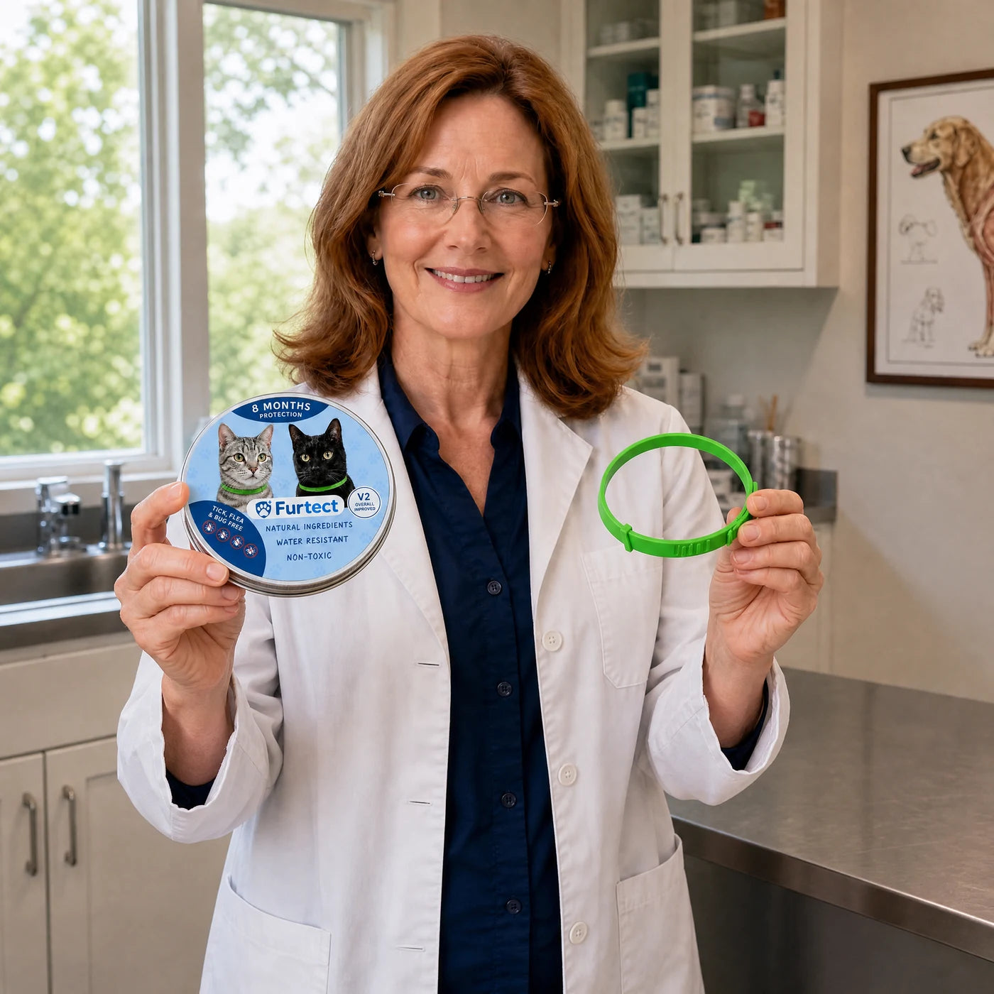 Dr. Emily Carter recommends externally working protection for cats, like the Furtect™ Flea & Tick Collar.